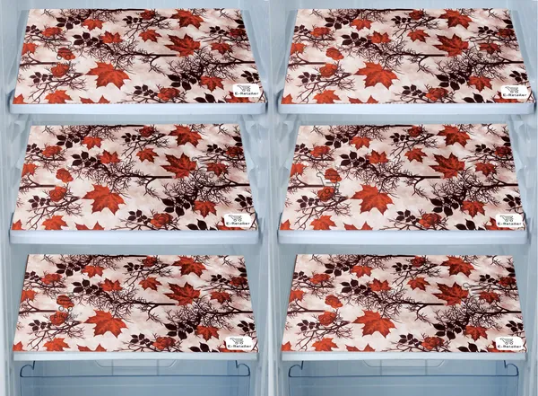 Brown_3-Layer_PolyesterFridge_Top_Cover_&_Fridge_Handle_Cover_&_6_Pc._Fridge_Mat_Set_For_Home
