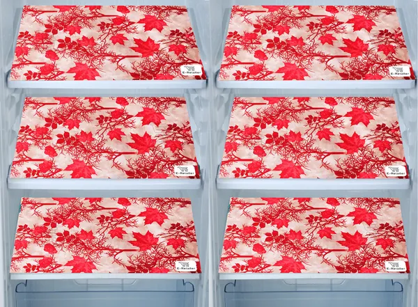 Red_3-Layer_PolyesterFridge_Top_Cover_&_Fridge_Handle_Cover_&_6_Pc._Fridge_Mat_Set_For_Home