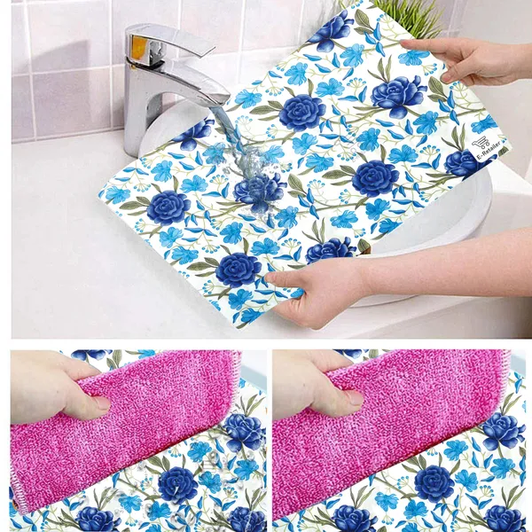 Blue_3-Layer_PolyesterFridge_Top_Cover_&_Fridge_Handle_Cover_&_6_Pc._Fridge_Mat_Set_For_Home