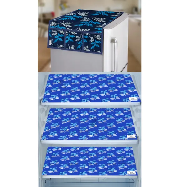Blue_3-Layer_PolyesterWith_Premium_Pvc_Fridge_Top_Cover_With_3_Pc._Fridge_Mats_For_Home