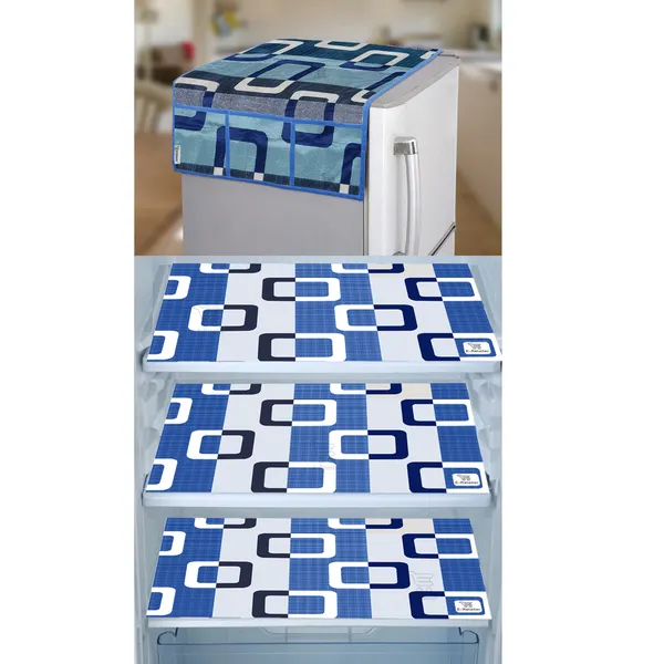 Blue_3-Layer_PolyesterWith_Premium_Pvc_Fridge_Top_Cover_With_3_Pc._Fridge_Mats_For_Home