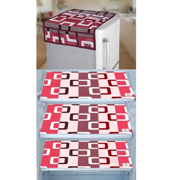 Purple_3-Layer_PolyesterWith_Premium_Pvc_Fridge_Top_Cover_With_3_Pc._Fridge_Mats_For_Home