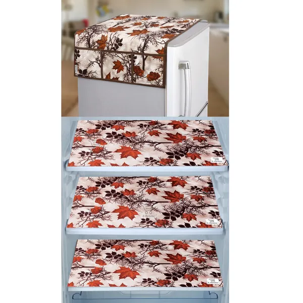 Brown_3-Layer_PolyesterWith_Premium_Pvc_Fridge_Top_Cover_With_3_Pc._Fridge_Mats_For_Home