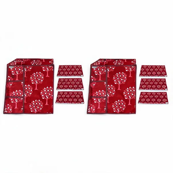 Maroon_Polyester_Fabric_Fridge_Top_Cover_Combo_Set_For_Home