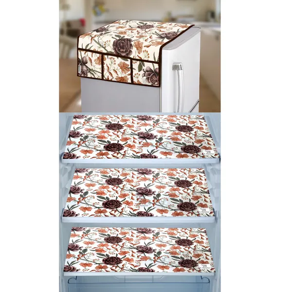 Brown_3-Layer_PolyesterWith_Premium_Pvc_Fridge_Top_Cover_With_3_Pc._Fridge_Mats_For_Home