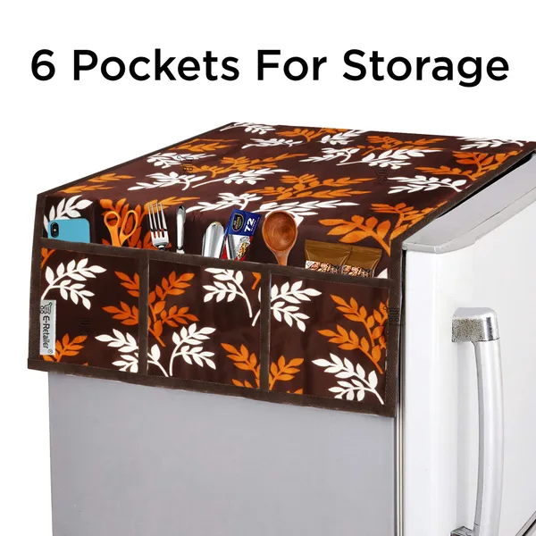 Brown_3-Layer_PolyesterWith_Premium_Pvc_Fridge_Top_Cover_With_4_Pc._Fridge_Mats_For_Home