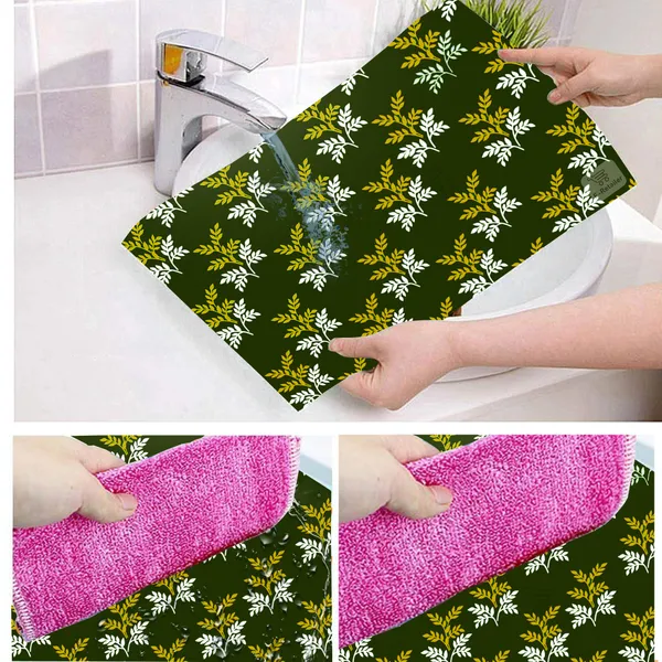 Green_3-Layer_PolyesterWith_Premium_Pvc_Fridge_Top_Cover_With_4_Pc._Fridge_Mats_For_Home