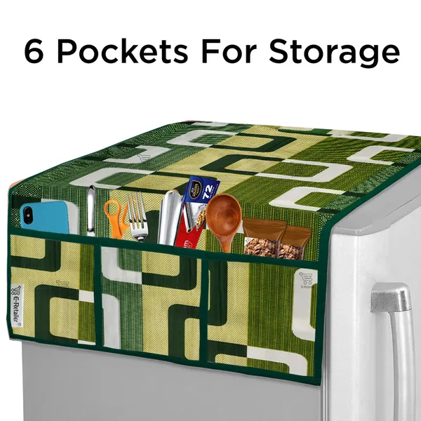 Green_3-Layer_PolyesterWith_Premium_Pvc_Fridge_Top_Cover_With_4_Pc._Fridge_Mats_For_Home