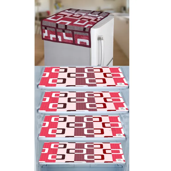 Purple_3-Layer_PolyesterWith_Premium_Pvc_Fridge_Top_Cover_With_4_Pc._Fridge_Mats_For_Home