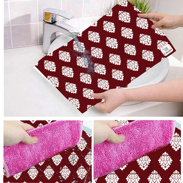 Maroon_3-Layer_PolyesterWith_Premium_Pvc_Fridge_Top_Cover_With_4_Pc._Fridge_Mats_For_Home