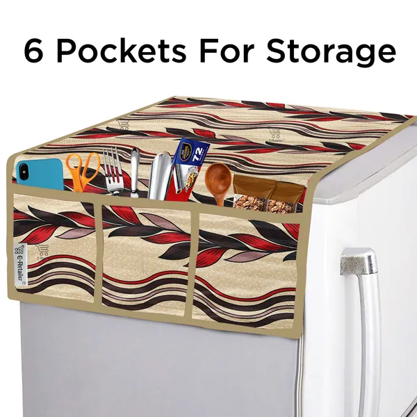 Red_3-Layer_PolyesterWith_Premium_Pvc_Fridge_Top_Cover_With_4_Pc._Fridge_Mats_For_Home