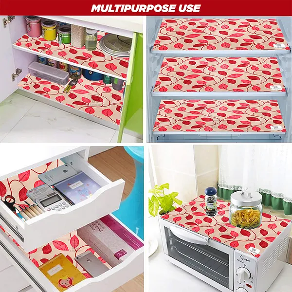 Red_3-Layer_PolyesterWith_Premium_Pvc_Fridge_Top_Cover_With_4_Pc._Fridge_Mats_For_Home