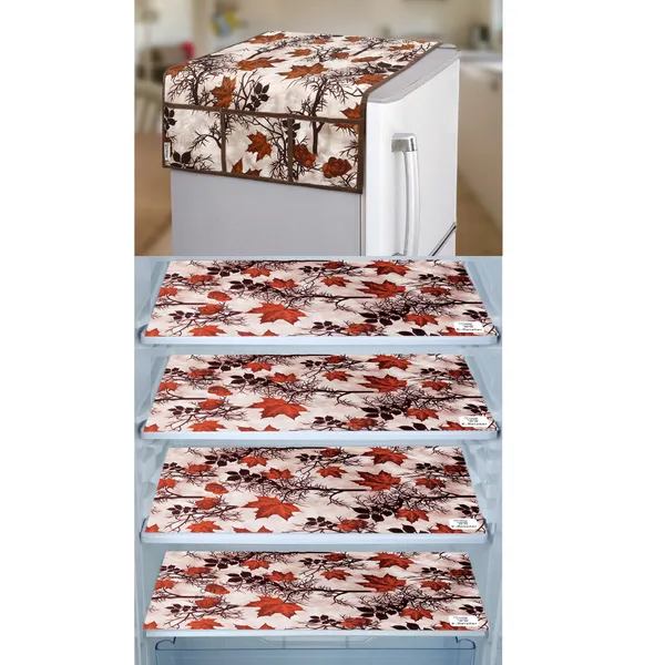 Brown_3-Layer_PolyesterWith_Premium_Pvc_Fridge_Top_Cover_With_4_Pc._Fridge_Mats_For_Home