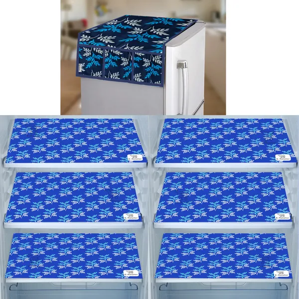 Blue_3-Layer_PolyesterWith_Premium_Pvc_Fridge_Top_Cover_With_6_Pc._Fridge_Mats_For_Home