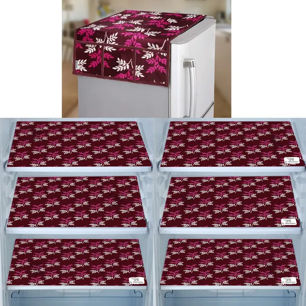 Purple_3-Layer_PolyesterWith_Premium_Pvc_Fridge_Top_Cover_With_6_Pc._Fridge_Mats_For_Home