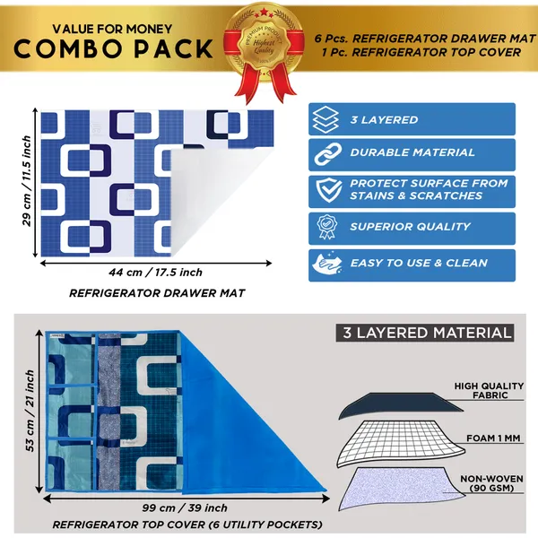Blue_3-Layer_PolyesterWith_Premium_Pvc_Fridge_Top_Cover_With_6_Pc._Fridge_Mats_For_Home