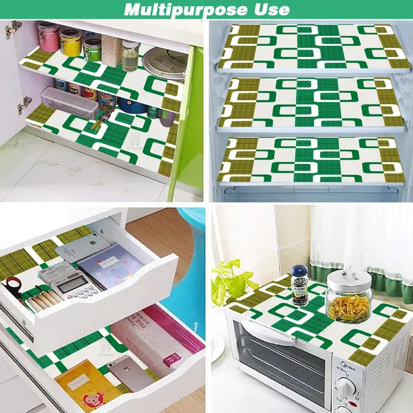 Green_3-Layer_PolyesterWith_Premium_Pvc_Fridge_Top_Cover_With_6_Pc._Fridge_Mats_For_Home