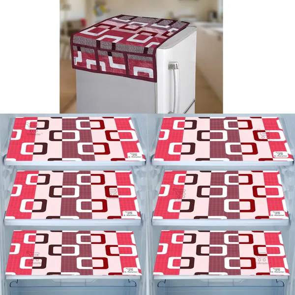 Purple_3-Layer_PolyesterWith_Premium_Pvc_Fridge_Top_Cover_With_6_Pc._Fridge_Mats_For_Home