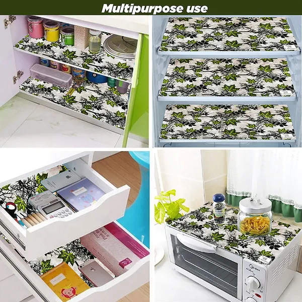 Green_3-Layer_PolyesterWith_Premium_Pvc_Fridge_Top_Cover_With_6_Pc._Fridge_Mats_For_Home