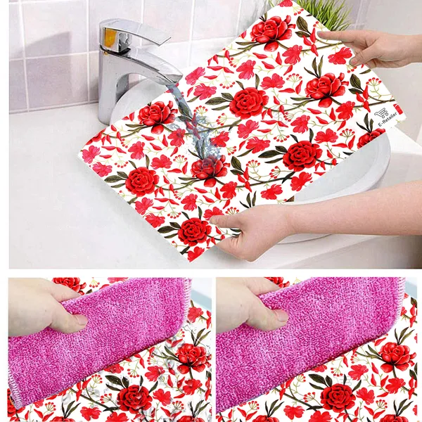 Red_3-Layer_PolyesterWith_Premium_Pvc_Fridge_Top_Cover_With_6_Pc._Fridge_Mats_For_Home