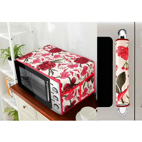 Red_Polyester_Fabric_Microwave_Cover_&_Handle_Cover_Combo_For_Home