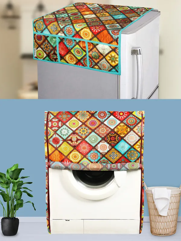 Multicolor_3-Layer_PolyesterFront_Loading_Washing_Machine_Cover_&_Fridge_Top_Cover_Set_For_Home