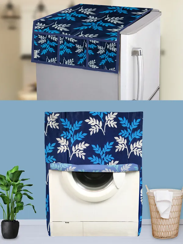Blue_3-Layer_PolyesterFront_Loading_Washing_Machine_Cover_&_Fridge_Top_Cover_Set_For_Home