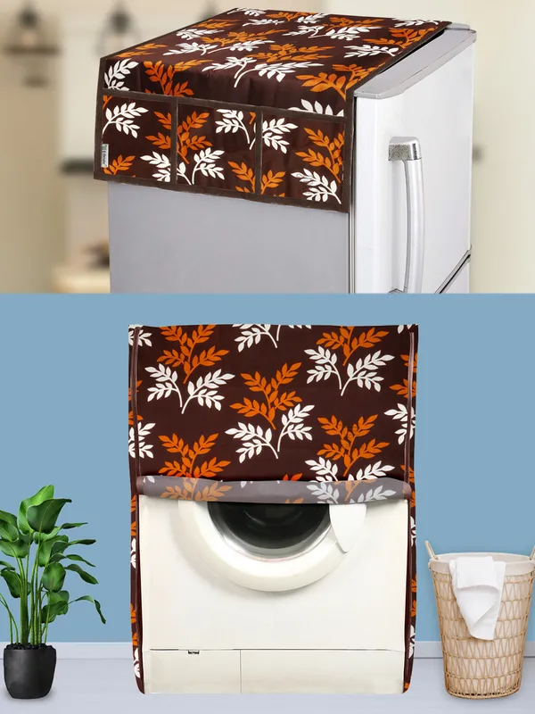 Brown_3-Layer_PolyesterFront_Loading_Washing_Machine_Cover_&_Fridge_Top_Cover_Set_For_Home