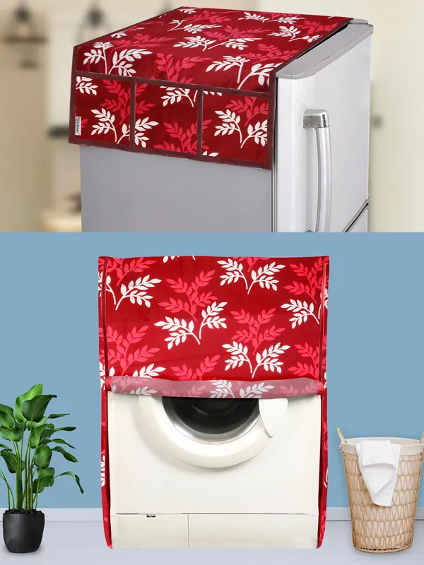 Maroon_3-Layer_PolyesterFront_Loading_Washing_Machine_Cover_&_Fridge_Top_Cover_Set_For_Home
