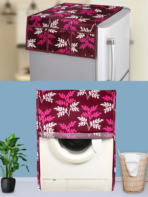 Purple_3-Layer_PolyesterFront_Loading_Washing_Machine_Cover_&_Fridge_Top_Cover_Set_For_Home