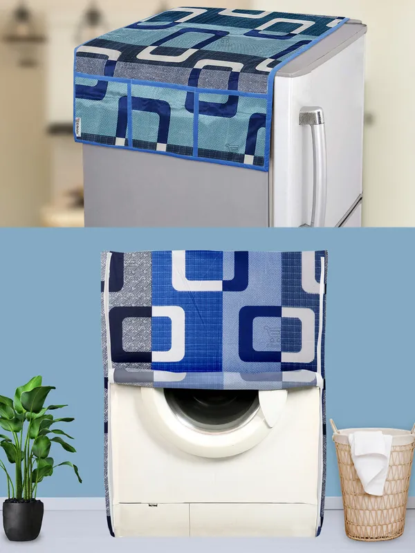 Blue_3-Layer_PolyesterFront_Loading_Washing_Machine_Cover_&_Fridge_Top_Cover_Set_For_Home