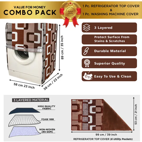 Brown_3-Layer_PolyesterFront_Loading_Washing_Machine_Cover_&_Fridge_Top_Cover_Set_For_Home