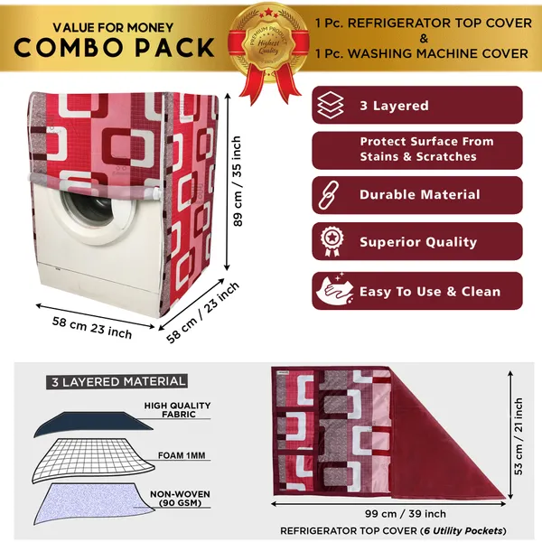 Purple_3-Layer_PolyesterFront_Loading_Washing_Machine_Cover_&_Fridge_Top_Cover_Set_For_Home