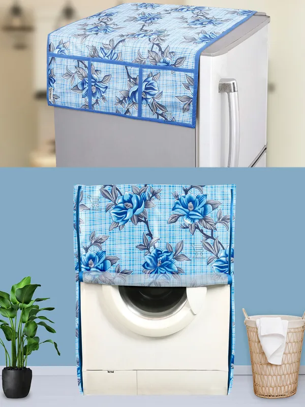 Blue_3-Layer_PolyesterFront_Loading_Washing_Machine_Cover_&_Fridge_Top_Cover_Set_For_Home