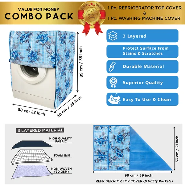 Blue_3-Layer_PolyesterFront_Loading_Washing_Machine_Cover_&_Fridge_Top_Cover_Set_For_Home