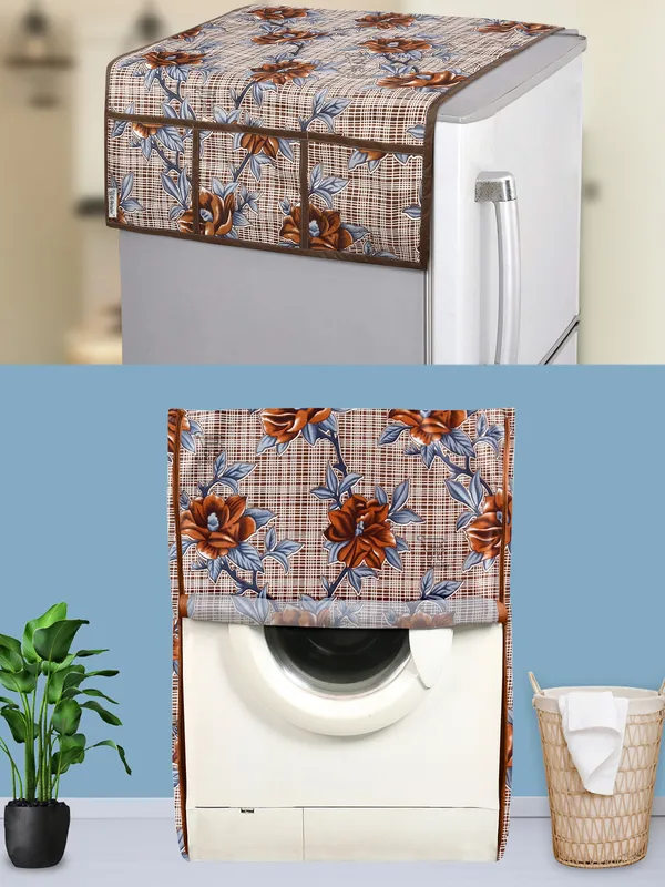 Brown_3-Layer_PolyesterFront_Loading_Washing_Machine_Cover_&_Fridge_Top_Cover_Set_For_Home