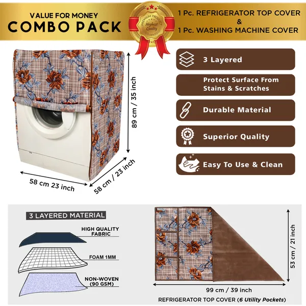 Brown_3-Layer_PolyesterFront_Loading_Washing_Machine_Cover_&_Fridge_Top_Cover_Set_For_Home