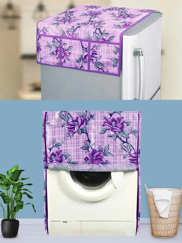 Purple_3-Layer_PolyesterFront_Loading_Washing_Machine_Cover_&_Fridge_Top_Cover_Set_For_Home