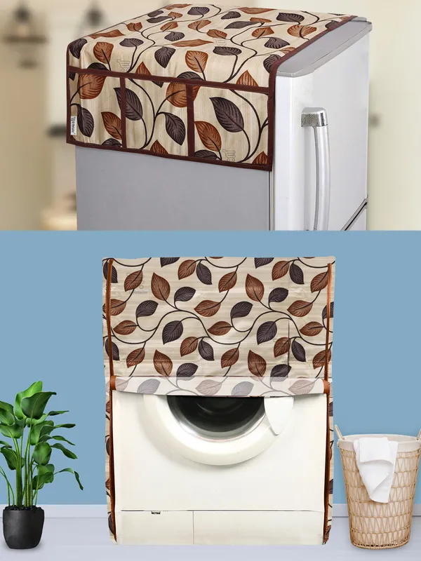 Brown_3-Layer_PolyesterFront_Loading_Washing_Machine_Cover_&_Fridge_Top_Cover_Set_For_Home