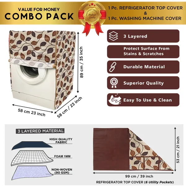 Brown_3-Layer_PolyesterFront_Loading_Washing_Machine_Cover_&_Fridge_Top_Cover_Set_For_Home
