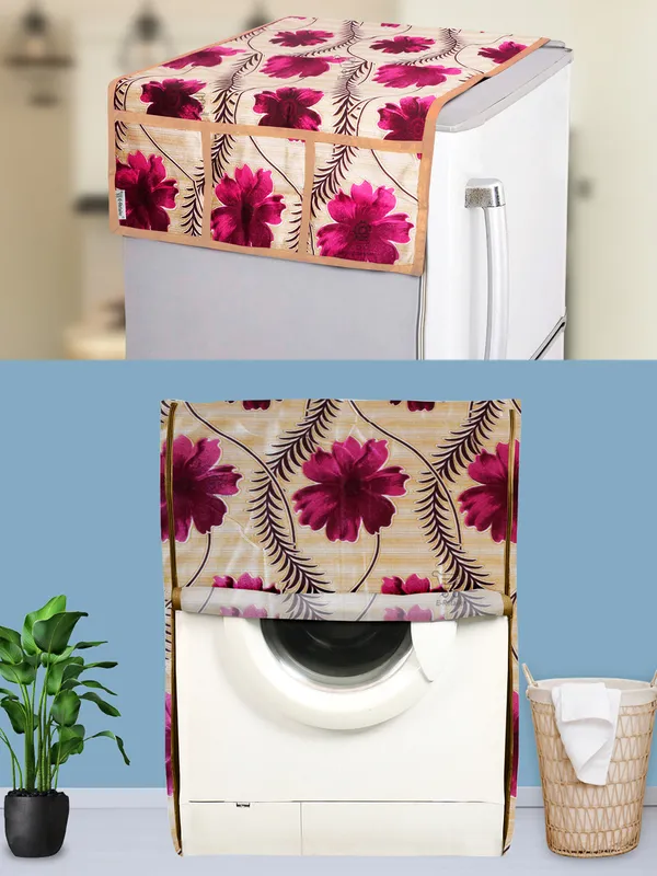 Red_3-Layer_PolyesterFront_Loading_Washing_Machine_Cover_&_Fridge_Top_Cover_Set_For_Home