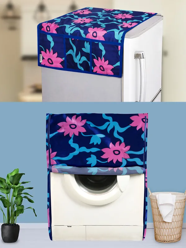 Blue_3-Layer_PolyesterFront_Loading_Washing_Machine_Cover_&_Fridge_Top_Cover_Set_For_Home