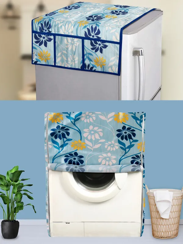 Blue_3-Layer_PolyesterFront_Loading_Washing_Machine_Cover_&_Fridge_Top_Cover_Set_For_Home