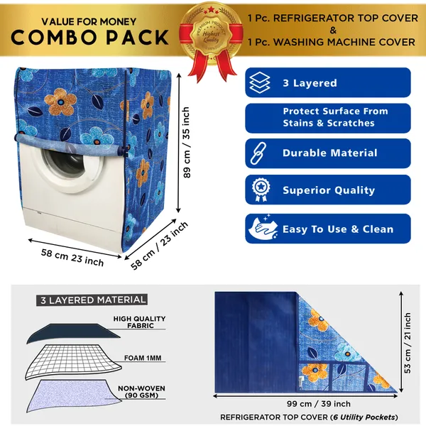 Blue_3-Layer_PolyesterFront_Loading_Washing_Machine_Cover_&_Fridge_Top_Cover_Set_For_Home