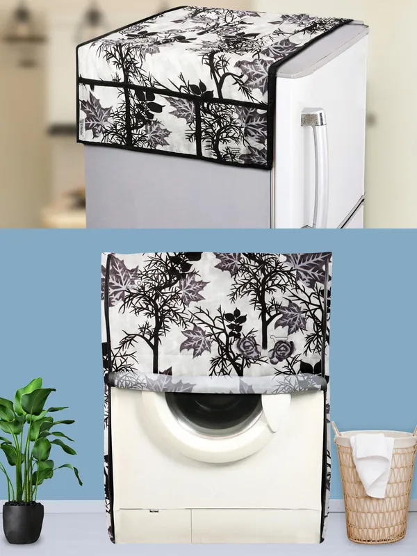 Black_3-Layer_PolyesterFront_Loading_Washing_Machine_Cover_&_Fridge_Top_Cover_Set_For_Home