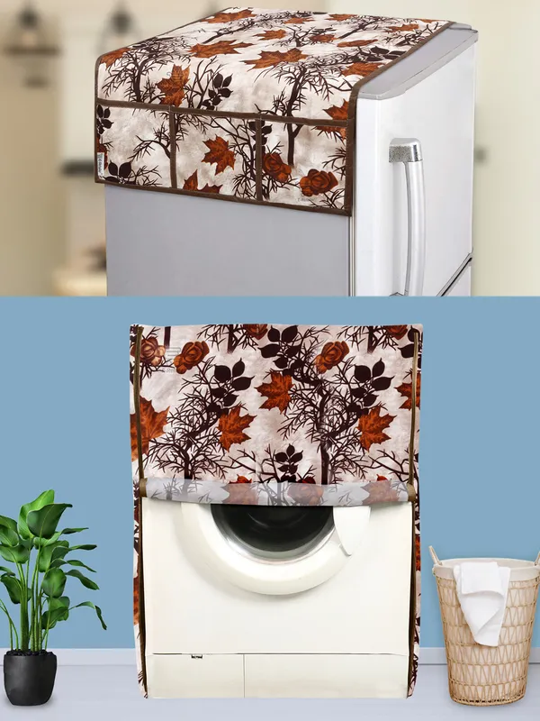 Brown_3-Layer_PolyesterFront_Loading_Washing_Machine_Cover_&_Fridge_Top_Cover_Set_For_Home