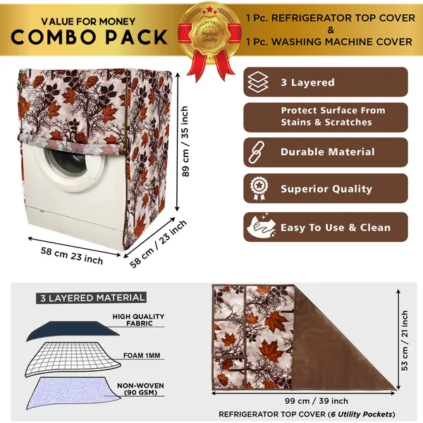 Brown_3-Layer_PolyesterFront_Loading_Washing_Machine_Cover_&_Fridge_Top_Cover_Set_For_Home