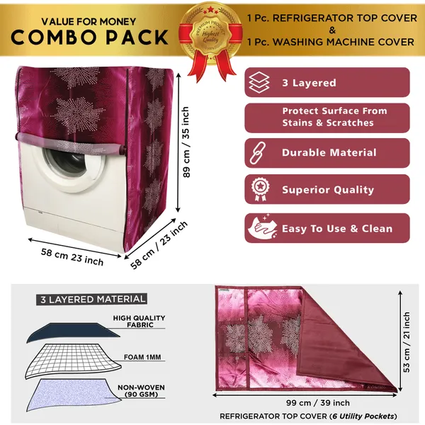 Brown_3-Layer_PolyesterFront_Loading_Washing_Machine_Cover_&_Fridge_Top_Cover_Set_For_Home