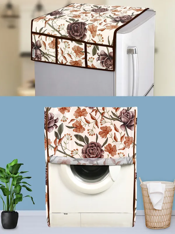 Brown_3-Layer_PolyesterFront_Loading_Washing_Machine_Cover_&_Fridge_Top_Cover_Set_For_Home