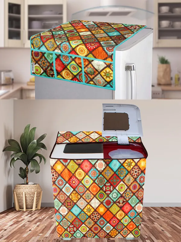 Multicolor_3-Layer_PolyesterSemi-Automatic_Washing_Machine_Cover_&_Fridge_Top_Cover_Set_For_Home